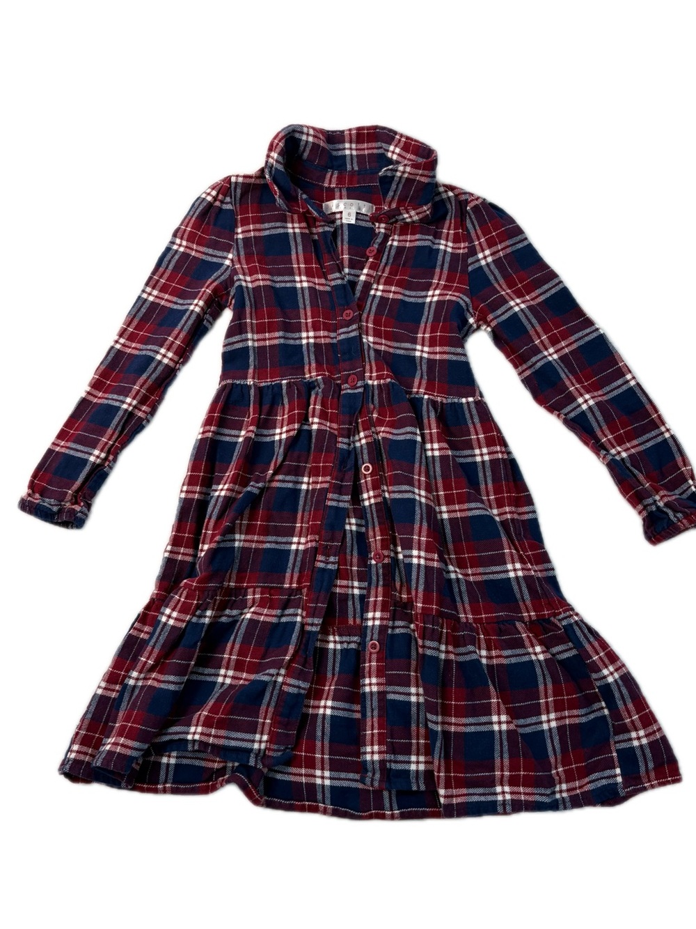 Biscotti Girls Red & Navy Plaid Button-Front Dress Size 6